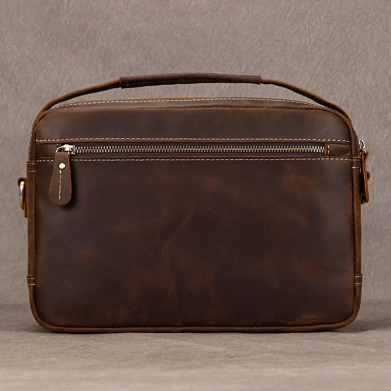 Vintage Crazy Horse Leather Men\'s Briefcases Daily Office Bags Fit 9.7\