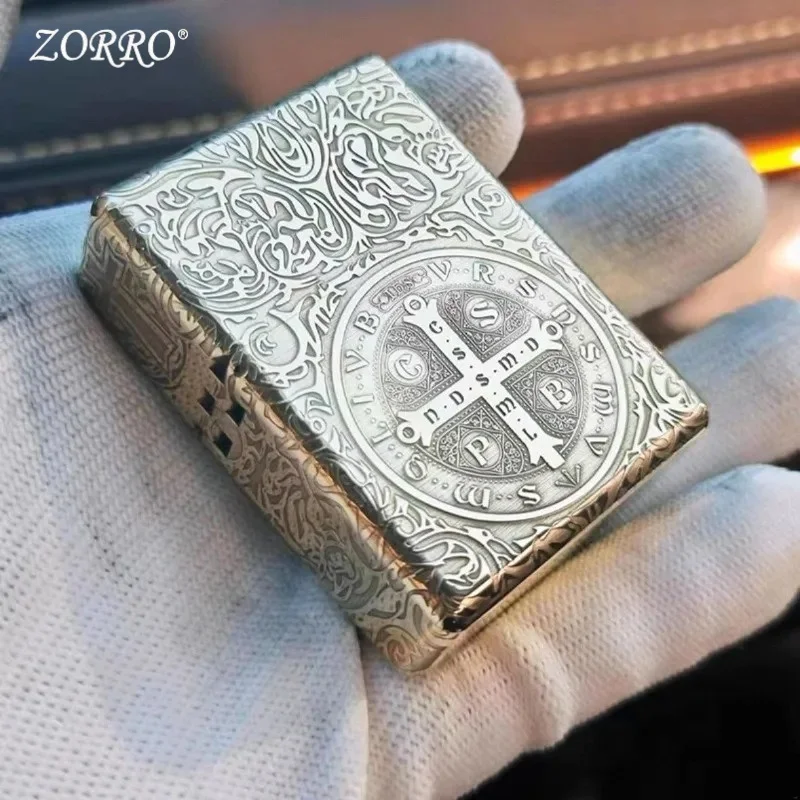 

ZORRO 912S Heavy Duty Armor Латунная ветрозащитная масляная зажигалка; 5-навесная металлическая масляная зажигалка, мужской подарок, 210 г