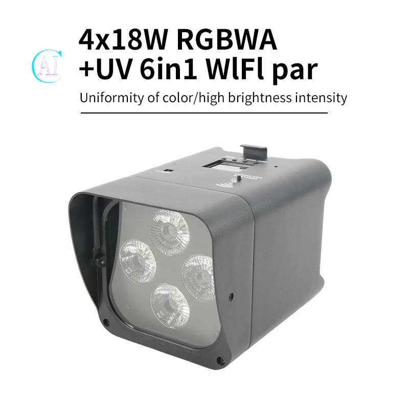 wifiアプリ付きワイヤレスリモコンスマートledランプ4x18wrgbwuv-6in-1バッテリー照明フライトケースパーティー用djディスコ