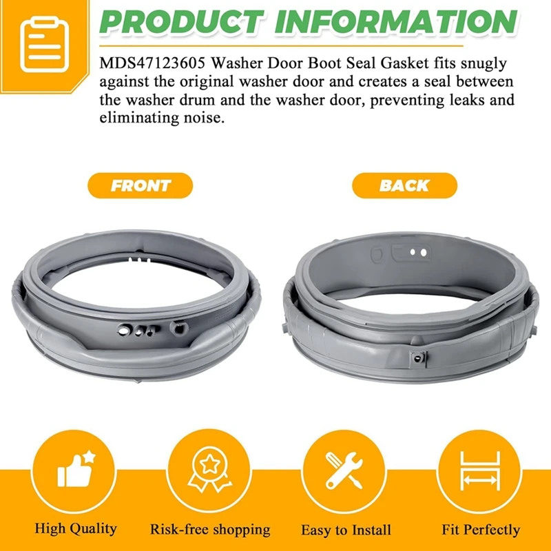 MDS47123605 Washer Door Boot Gasket Rubber Seal Replacement for WM3470HVA WM3470HWA WM3570HVA WM3770HWA-A09G view 3
