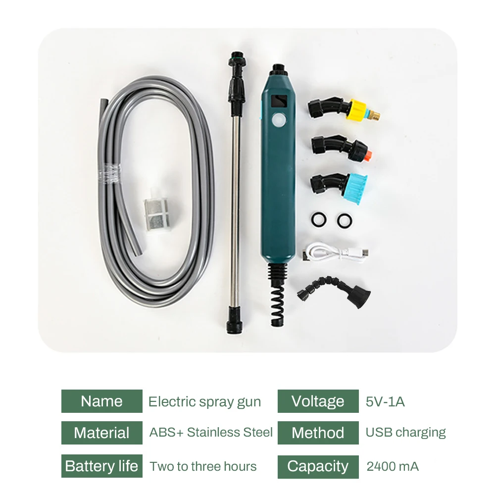 

Электрический садовый опрыскиватель 2400 мАч, портативный садовый инструмент высокого давления с 3 насадками для тумана для полива растений и орошения