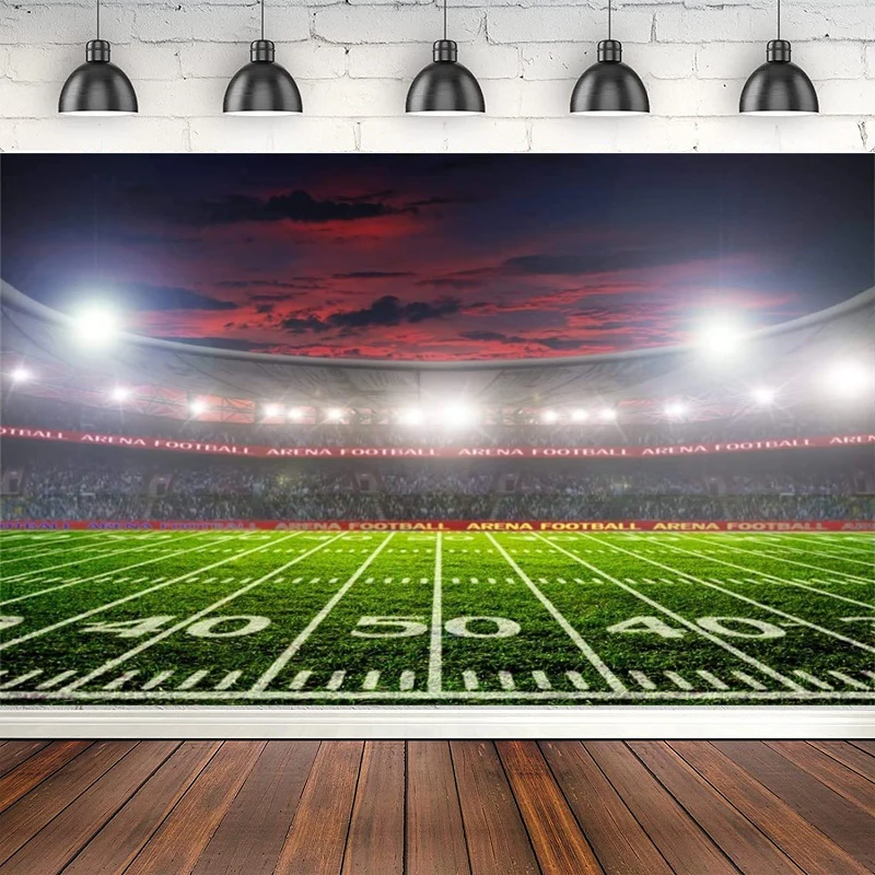 Football Field Photography Backdrop Match Night Rugby Soccer Court Sport Championship Defocused Field Recreation Background