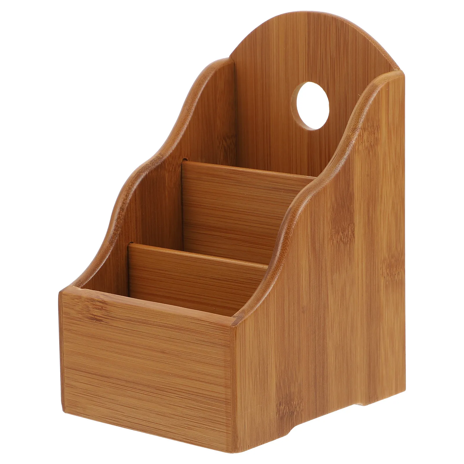 1Pcs Bamboo Desk Organizer Multi-Compartment Storage Box Wood Color for TV Controller Phone Holder Office Storage Container Pen