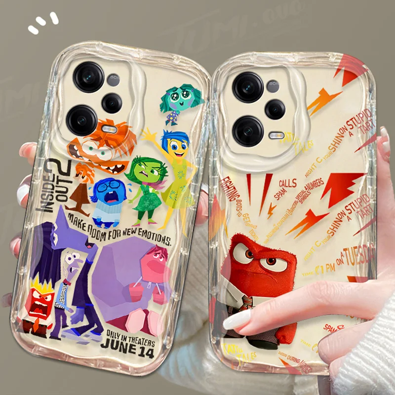 Disney Inside Out 2 Clear Case For Xiaomi Redmi 12 12C 12R 11A 13C 10 10C 10X 9 Power 9A 9C 9T 8 K70E K70 K60 K50 3D Wave Cover