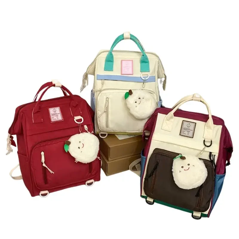 College Student Japanese and Korean Style Bags Nylon School Bookbag Vintage Waterproof Travel Laptop Backpack Computer Bag