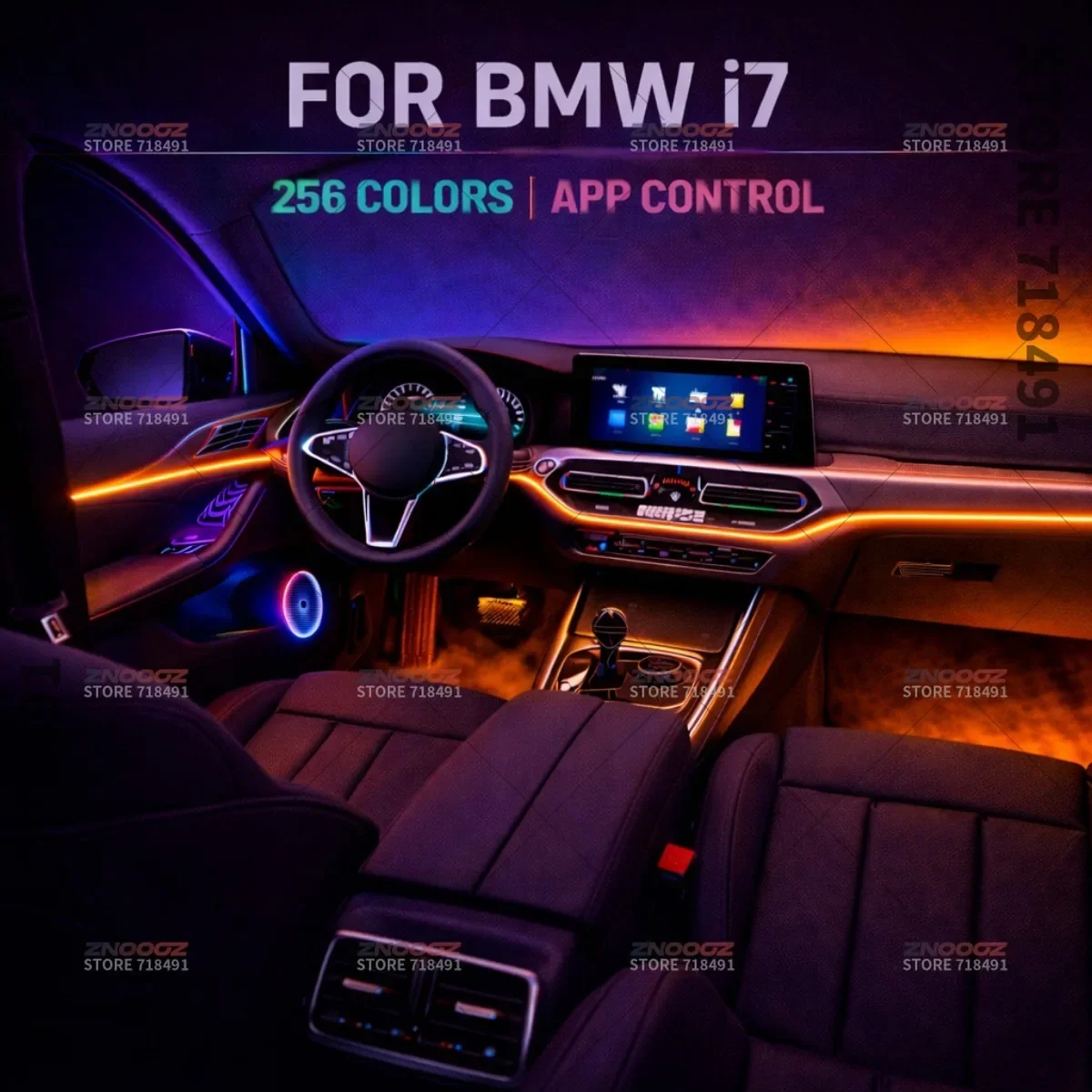 22in1 RGB Car Interior Acrylic Car Ambient Lights RGB Hidden Acrylic Strip Decoration Atmosphere Accessories For BMW i7
