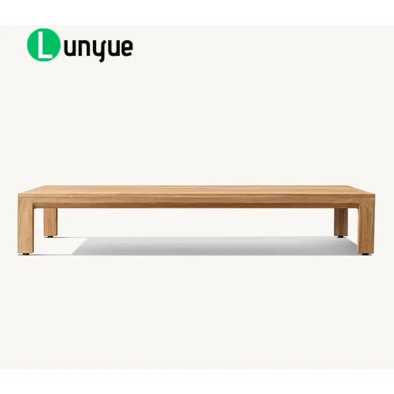 Modern Teak Rectangle Coffee Table Outdoor Courtyard Garden Set Hotel Resort Weather Resistant Custom Colored Furniture