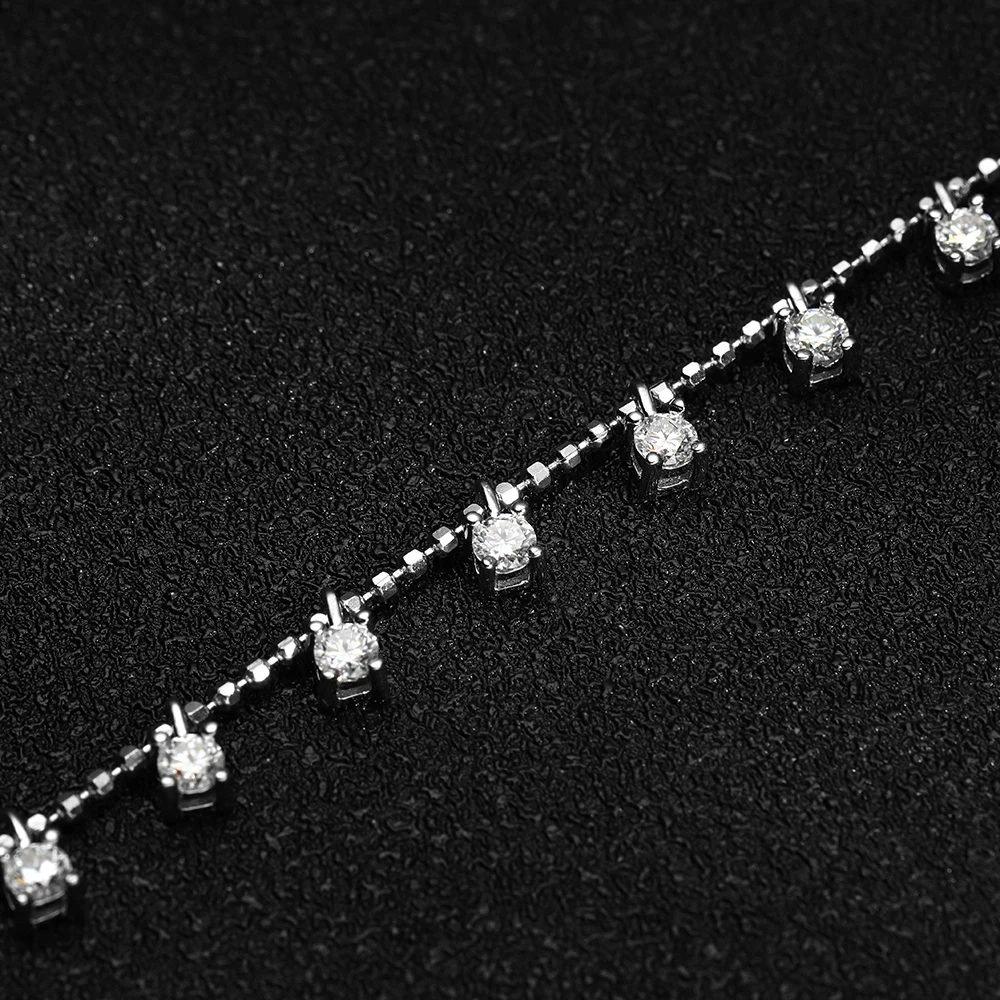 Serenty 30 Stones 3mm 4mm D Color Moissanite Brilliant Necklace For Women S925 Sterling Silver Sparkling Neck Chain Fine Jewelry