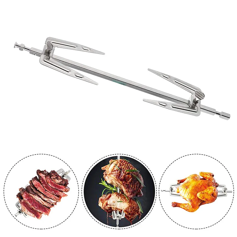 Stainless Steel Roast Rack Chicken Skewer Cook Oven and Air Fryer Rotisserie Accessories BBQ Grilled Chicken Fork Camping Tools
