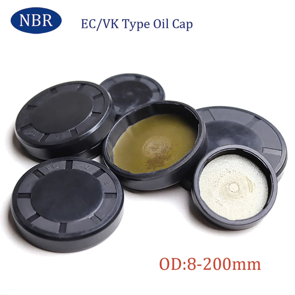 1PCS EC End Cap Oil Seal VK Type Stuffy EG Dust Cap Flat Seal Cap Outer Diameter 8mm-200mm Reducer Oil cover Height 5mm-15mm