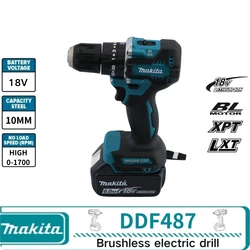 Makita New DDF487 Cordless Hammer Driver Drill 18V LXT Brushless Motor Impact Electric Screwdriver Variable Speed Power Tool