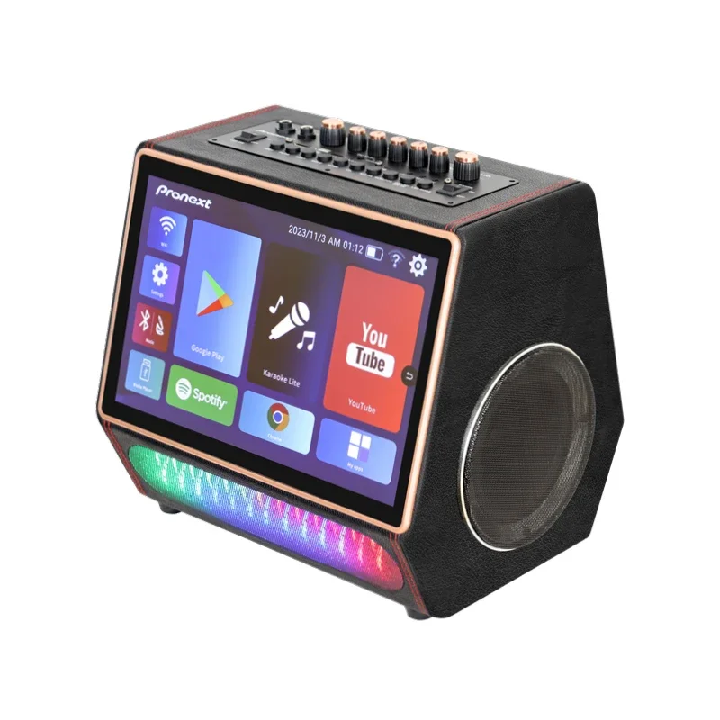 Factory Price Supply Dual 5.25'' Woofer 2-Way 40W Android 12 Live OTG Powerful Rechargeable All-In-One Karaoke Machine