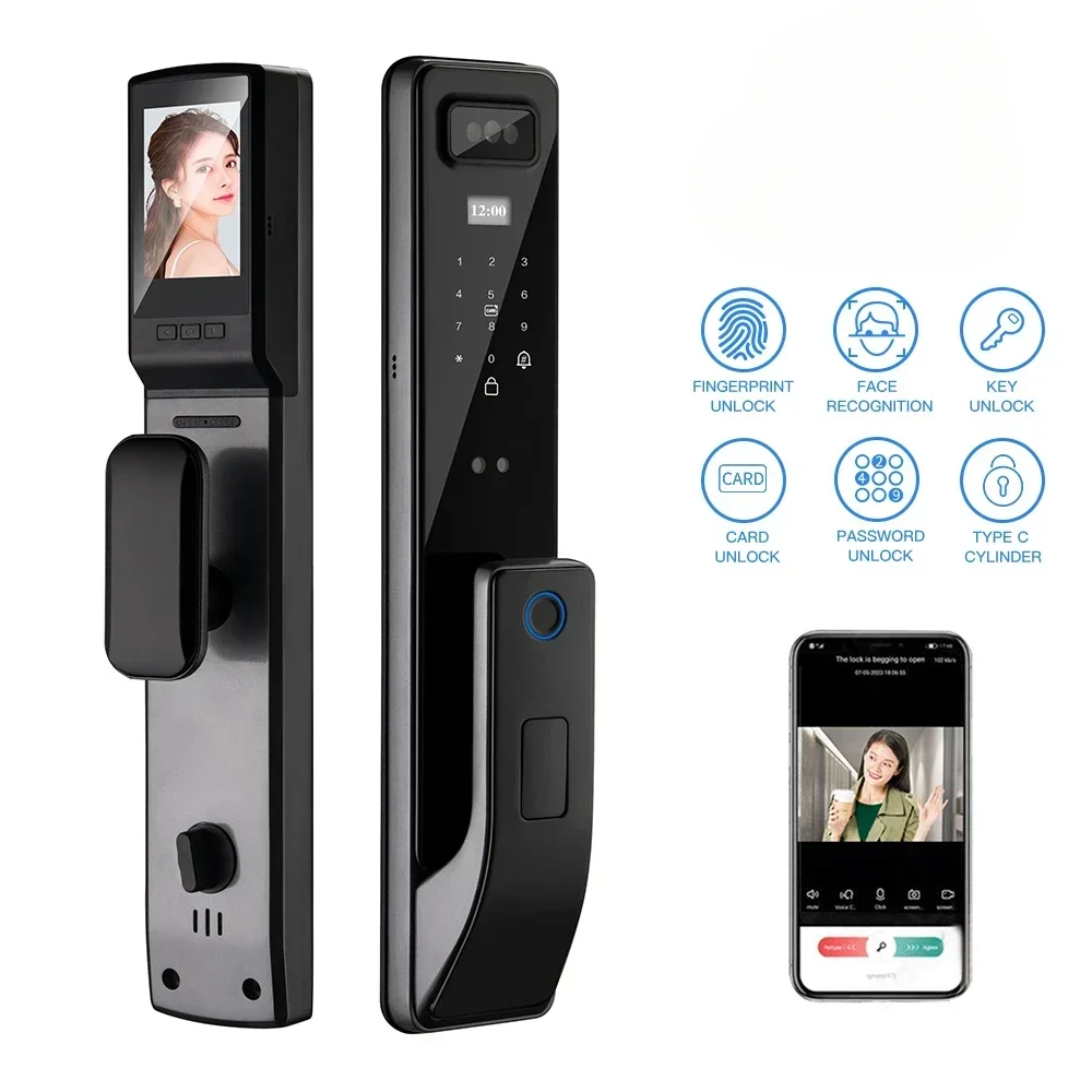 

3D Face Recognition Automatic Password Digital Fingerprint Smart Door Locks Digital Locks Usmart Go App