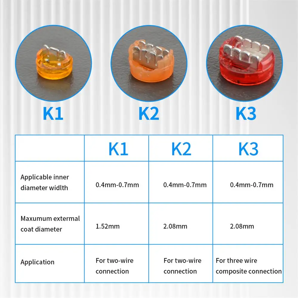 100PCS K1 K2 K3 Connector Wire Splice Connector RJ45 RJ11 Wiring Ethernet Telephone Cable Cord UY2 Network Cable Terminal