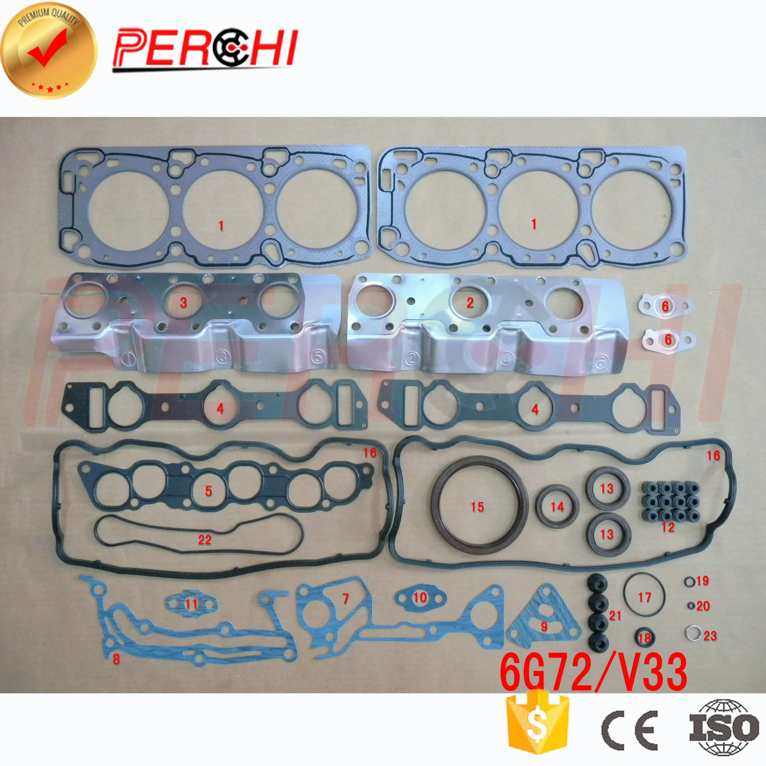 

For MITSUBISHI 6G72\V33-12V Engine Cylinder Head Gasket Set OEM：MD997517 MD997436