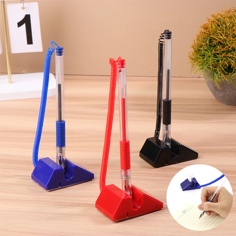 0.5mm Desk Holder Fixed Gel Pen Adhesive Fixed Gel Ink Pen Counter Advertising Signature Pen Office School Stationery