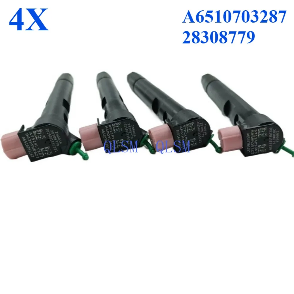 4 Pieces 28308779 Car Accessories Diesel Common Rail Fuel Injector A6510703287 for Mercedes-Benz