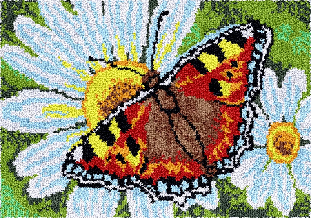 Large latch hook rug making kits with Pre-printed Hobby Embroidery plastic canva for adult DIY carpet butterfly Home decoration