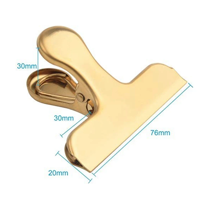 Chip Bag Clips,8 Pack Large Golden Stainless Steel Air Tight Bag Clip Perfect For Kitchen &Office (8 Pack)