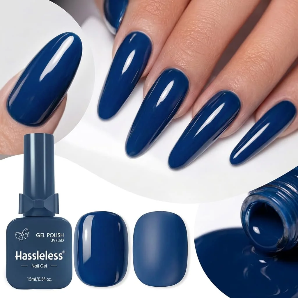Hassleless 4-Piece Set of Nail Polish Gel 15ml Large Capacity Black, White, Orange, Navy Solid Color Nail Polish Gel High Saturation Long-Lasting Nail Polish Salon Home DIY Nail Art Set 2