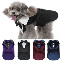 Spring Autumn Pet Clothes Fashion Dog Tuxedo with Bow Tie for Small Dogs Schnauzer Yorkshire Costume