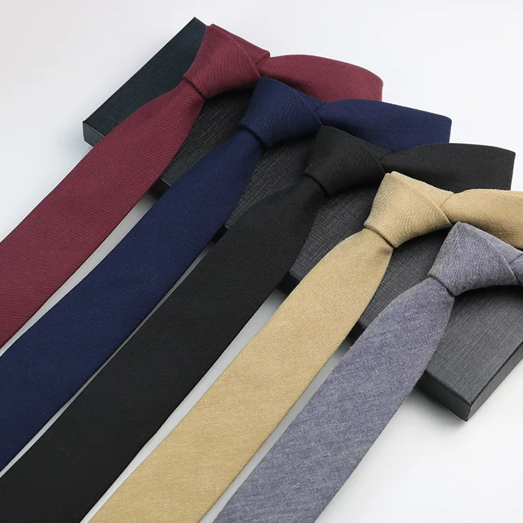 

Men's Korean version tie narrow 6cm hand printed cotton casual professional shirt artistic and minimalist women's college pure b