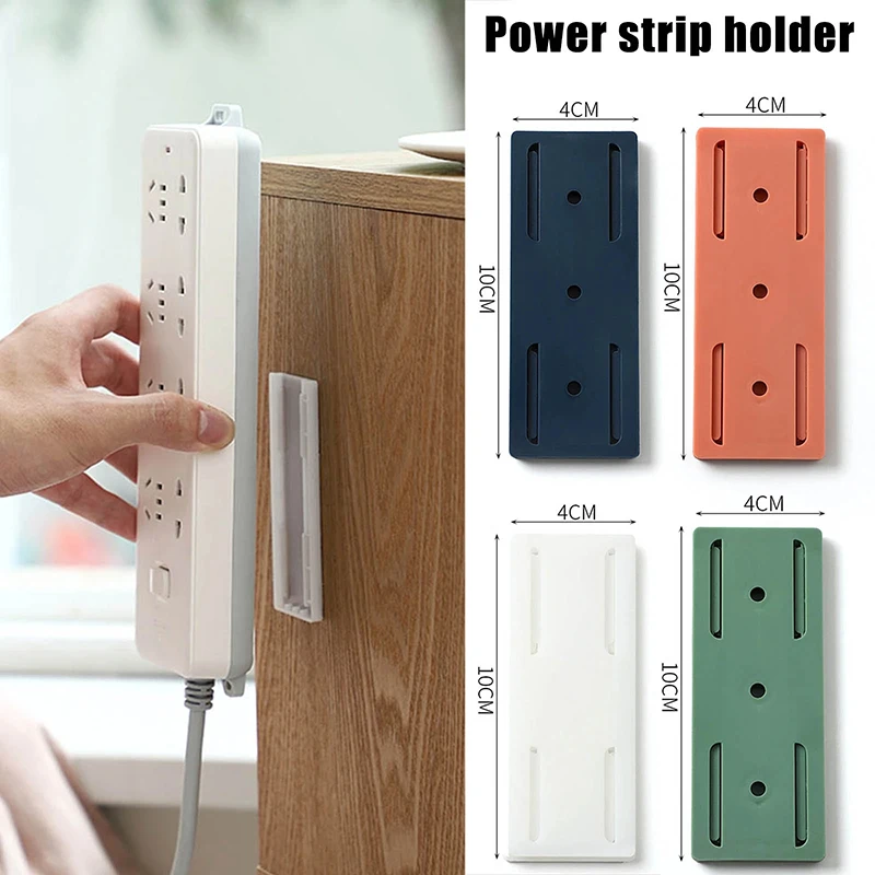 Self Adhesive Power Strip Desktop Socket Holder Fixator Cable Wire Organizer Wall-Mounted Socket Fixer Remote Holder Hook