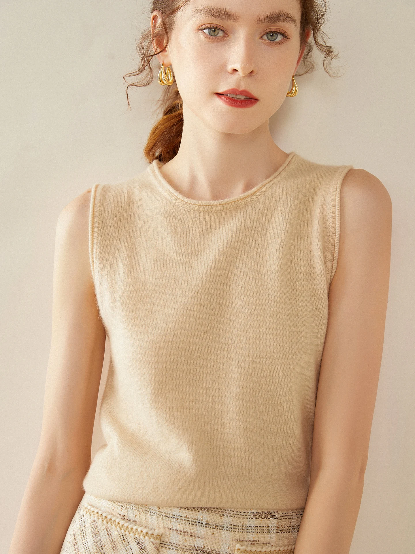 

Женский вязаный жилет Camere, круглый пуловер Ne, мягкий чесаный осенне-зимний новый универсальный базовый слой...