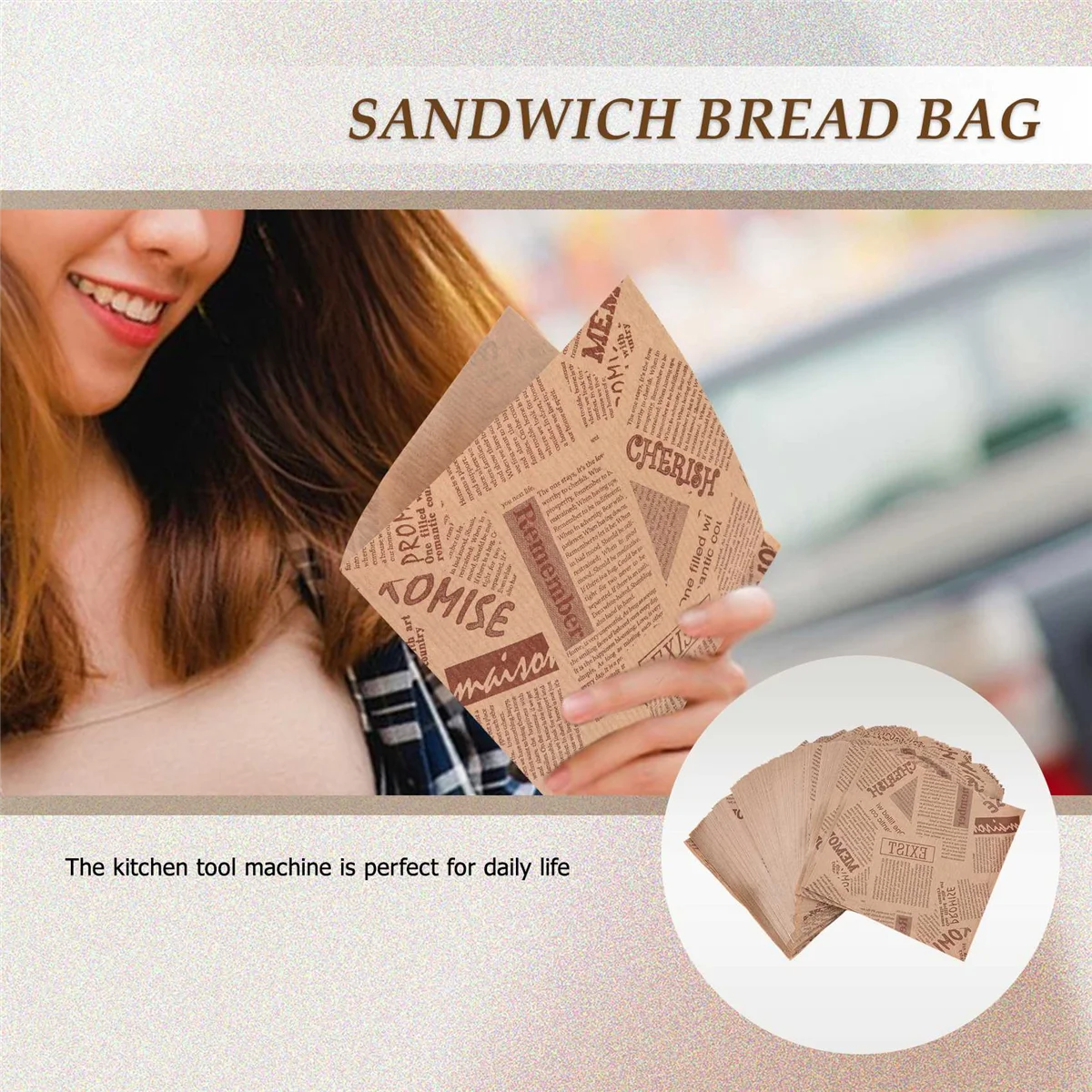 100pcs 12x12cm Sandwich Donut Bread Bag Biscuits Doughnut Paper Bags Oilproof Bread Craft Bakery Food Packing Kraft