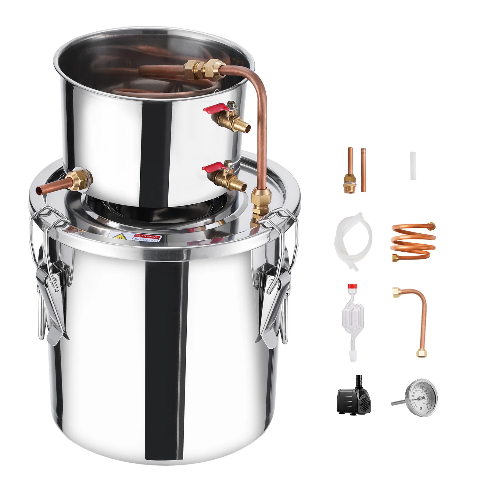 SucceBuy الكحول لا يزال 3 5 8Gal مياه الفولاذ المقاوم للصدأ الكحول المقطر مع لفائف النحاس المنزل تخمير تكرير التخمير عدة