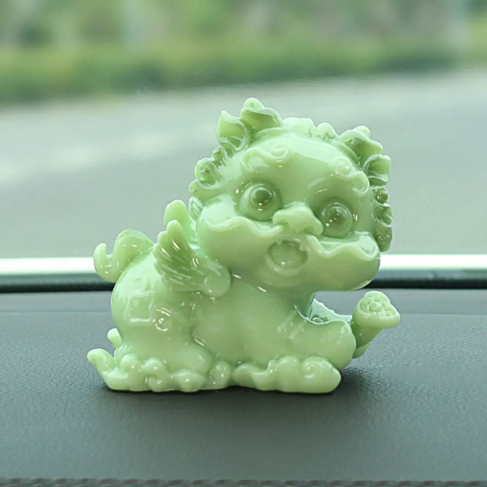 2Pcs Exquisite Resin Statue Simulation Jade Animal Decoration Fengshui Decor for Home Office Car Desktop Garden