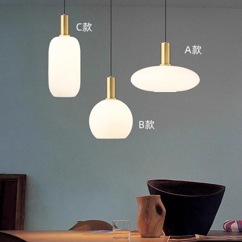 

Modern Designer Simple Art White Glass Pendant Lamp Restaurant Bedroom Living Room Round Oval E27 Bulb Home LED Hanging Lighting