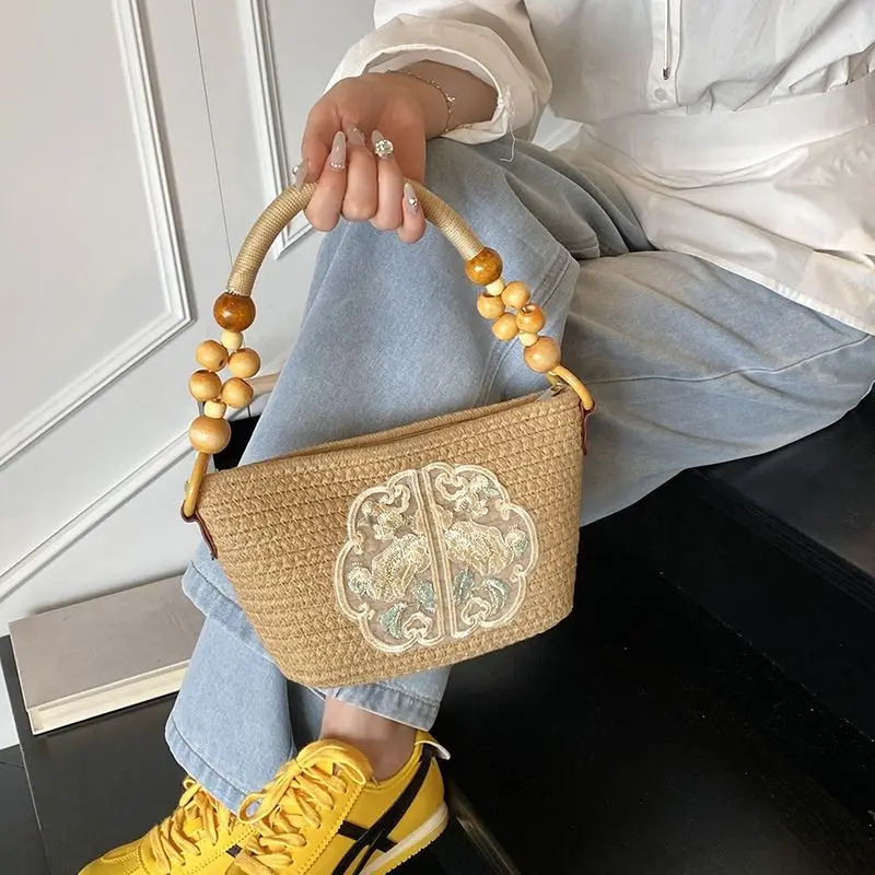 Cotton Thread New National Style Chinese Messenger Bag Hanfu Women's Pack with Zipper High-value Handbag Fashion Small Bags