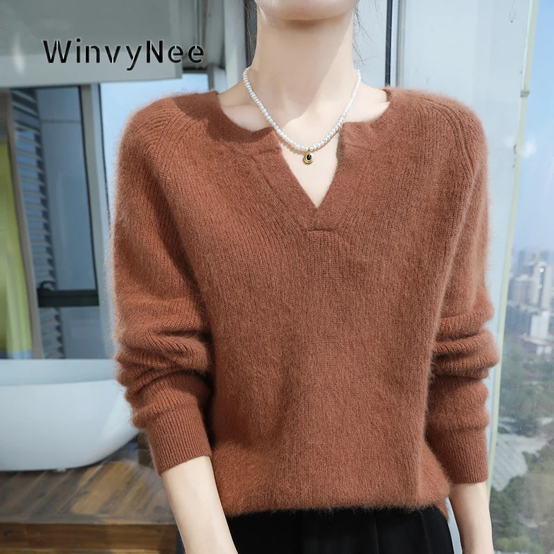 WinvyNee Women Pullover Mink Velvet Oversized Cut Brushed Fabric Gentle Texture Commuter Vibe Trendy Soft Knit Garment ZA1248027