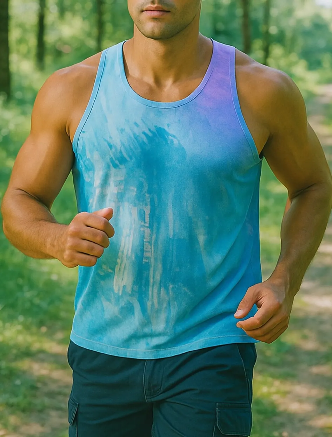 

3D Print Gradient Color Men's Tank Tops Summer Outdoor Running Sports Sleeveless Vest Oversize Breathable Quick Dry Male Clothes