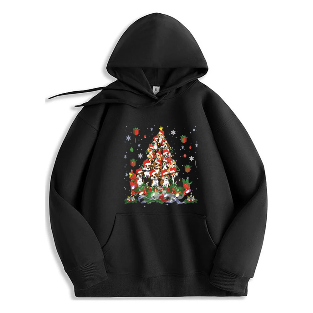 

Beagle Christmas Tree Decoration Fun Printed Hoodie Luxury Designer Oversized Long Sleeve Sweatshirt For Men