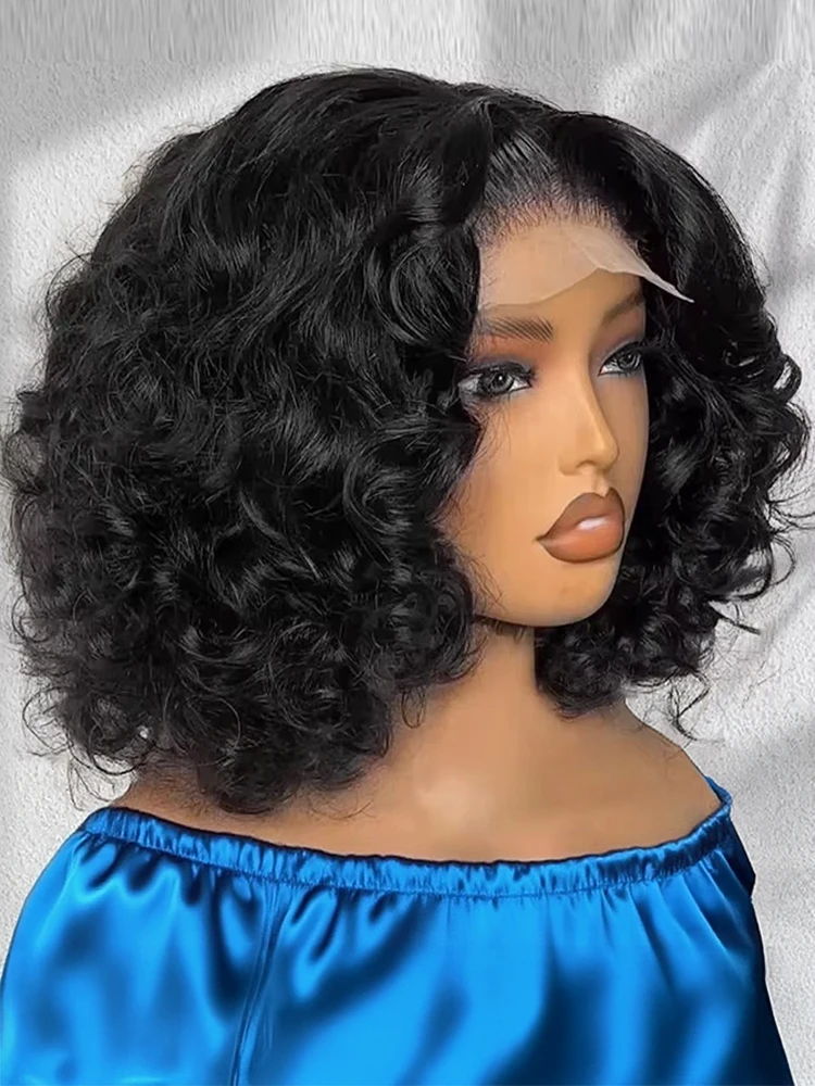 250 Density Body Wave Glueless Bob Perücken für Damen, sofort tragbar, Wasserwellen-Echthaarperücke, vorgezupft, 13x6 HD Lace Frontal Perücke