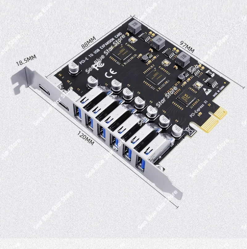 The new desktop USB 3.2 expansion card 8-port adapter card pci-e to usb3.2Type C front 19p interface