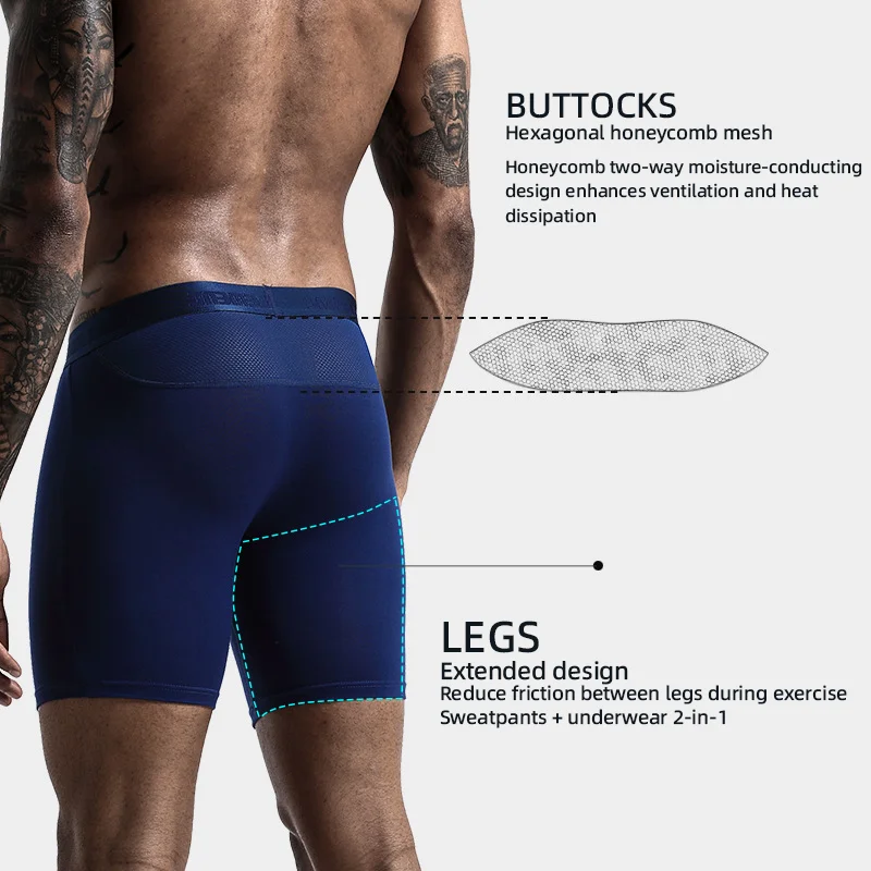 Men‘s Breathable Mesh Panties Anti-Chafing Boxer Undershorts Male Comfy Briefs L-3XL Elastic Lengthen Underwear Panty