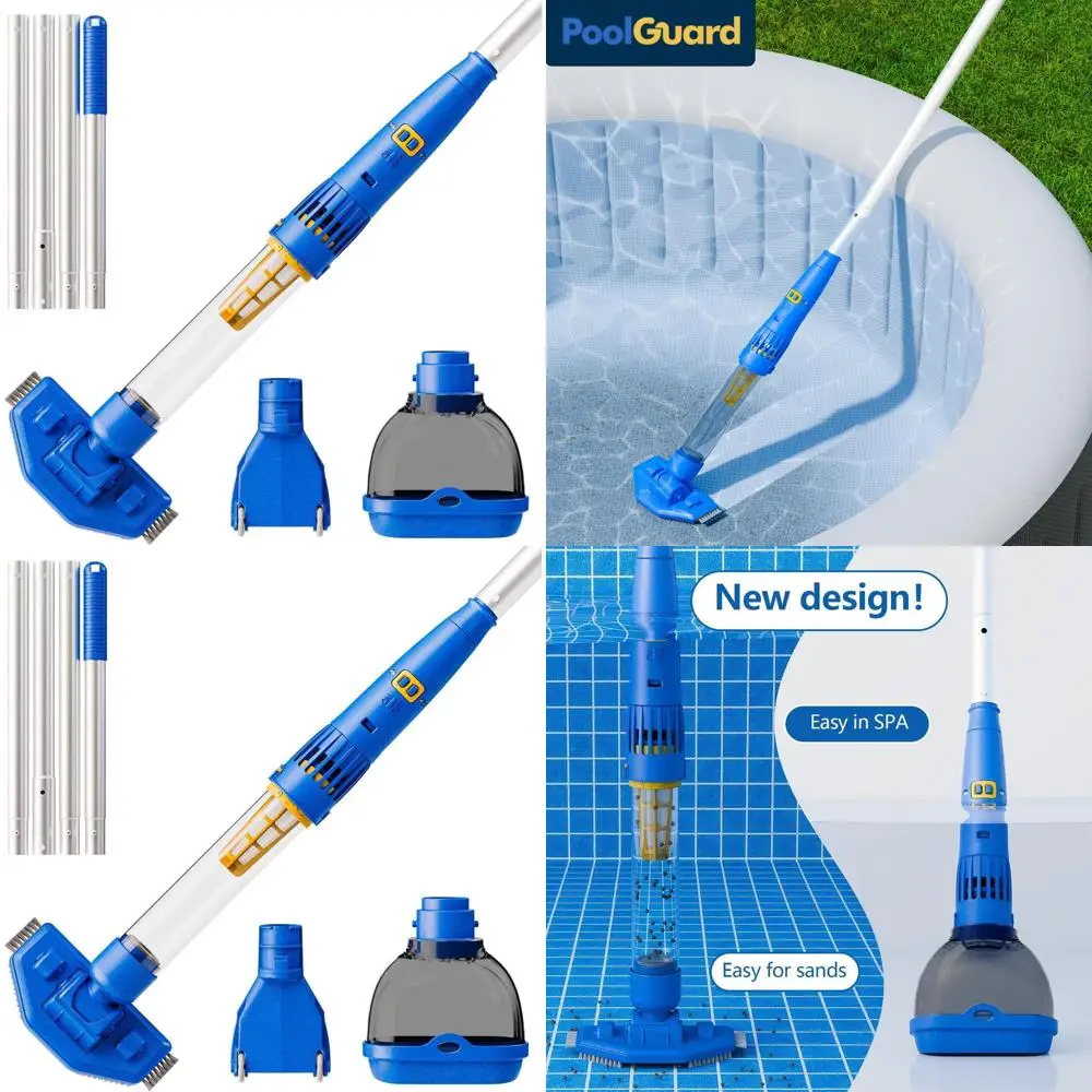 Rechargeable Cordless Pool Vacuum Cleaner with Powerful Suction for Above Ground Pools, Spas, Hot Tubs, and Ponds - 60 Minutes R