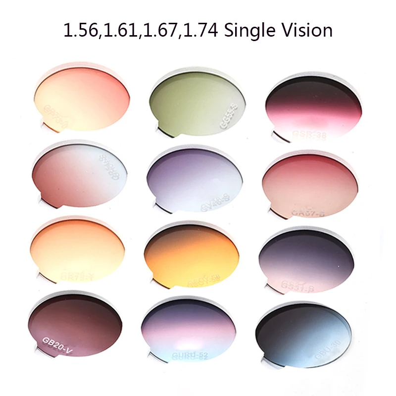 

1.56 1.61 1.67 1.74 Sinle Vision Colors Customize Prescription Glasses Lenses Anti Blue Light CR-39 Myopia Optical Sunglasses