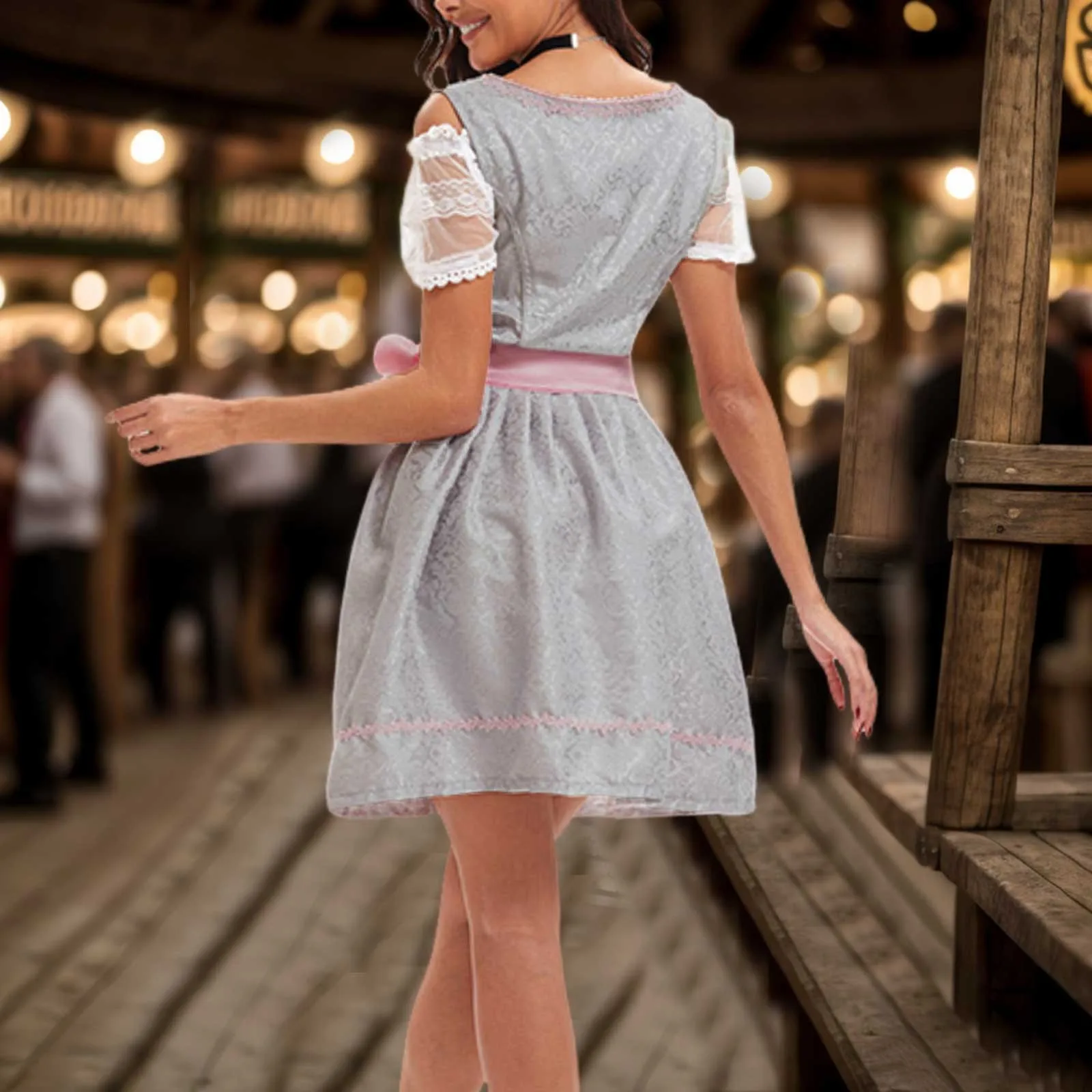 Women's Fashion Oktoberfest Cosplay Costume Maid Pink Uniform Stage Performance Costume Performance Costume Show Set فساتين سهرة