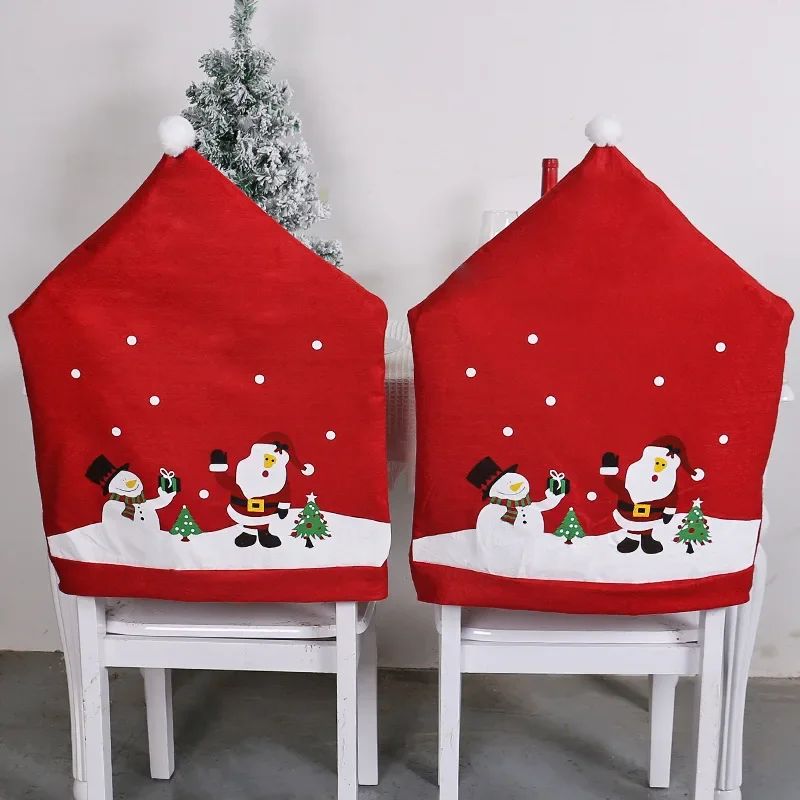 Weihnachten Santa Claus Schneemann Stuhl Abdeckung rot Druck Hocker Restaurant Dekor für Home Party Ornamente