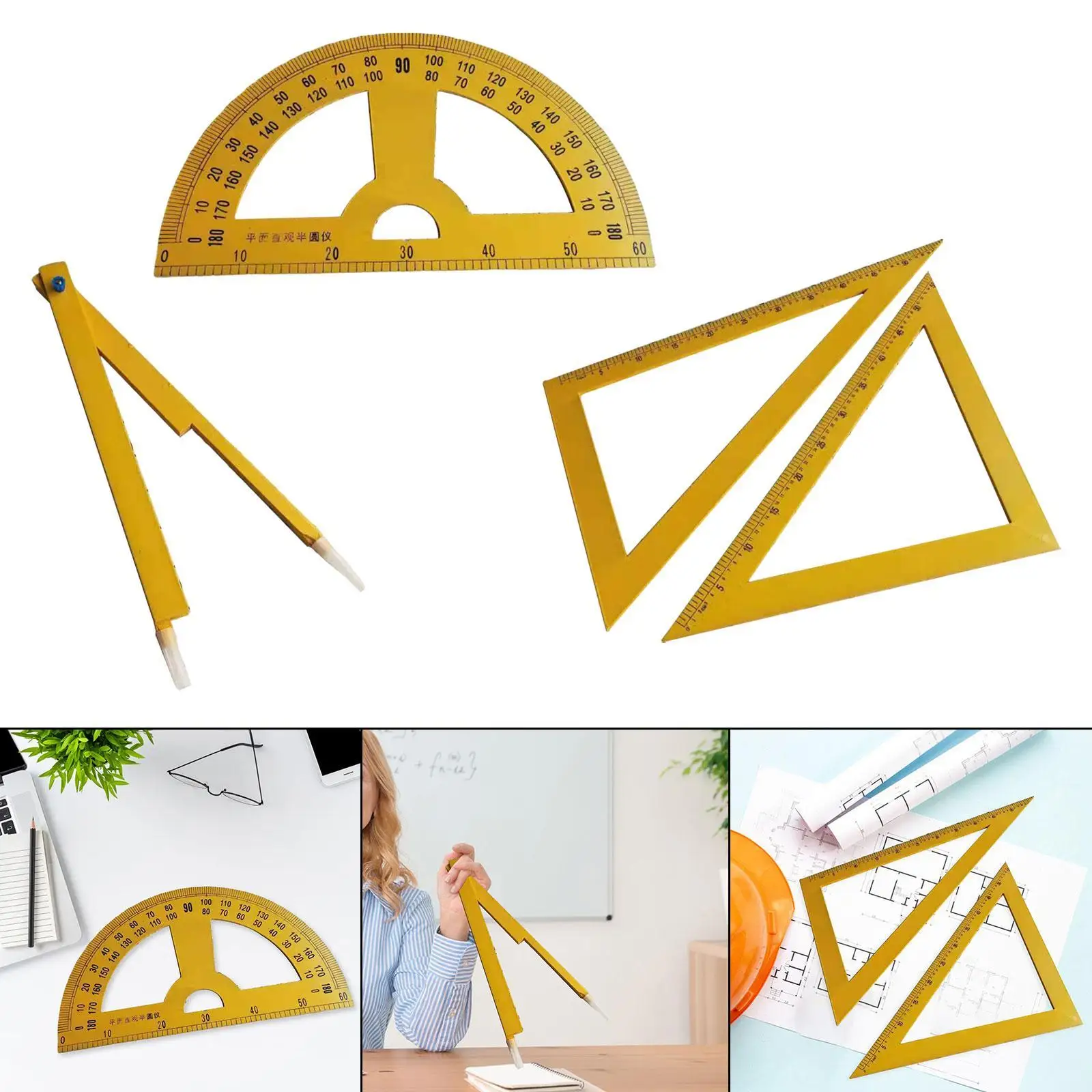 Whiteboard-Geometrie-Lineal, großes digitales Lehrmaterial, mathematisches Geometrie-Lineal zum Zeichnen, technische Tafel, weiße Tafel