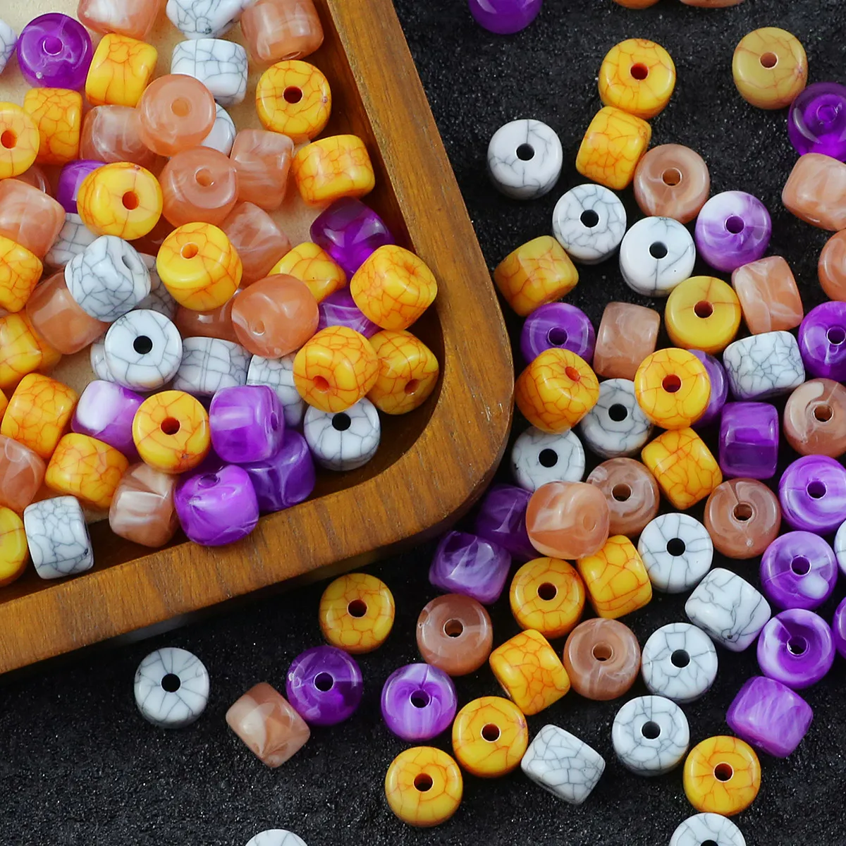 

100/200/500PCS Ceramic Pattern Acrylic Beads Spacer Loose Beads For Jewelry Bracelets Necklace Keychain Making DIY Accessories