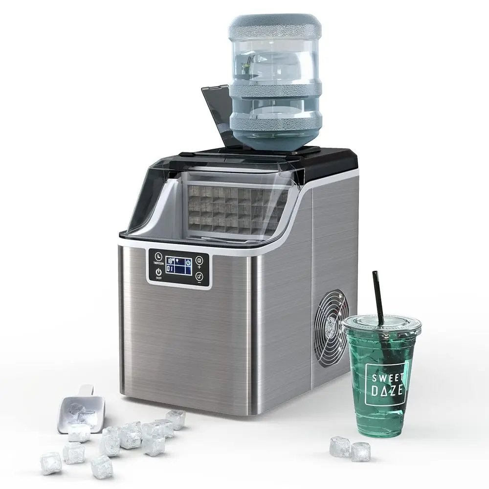 Portable 40lbs Compact Ice Maker with Auto Cleaning, 24 Cubes in 15 Mins, Ideal for Home and Parties