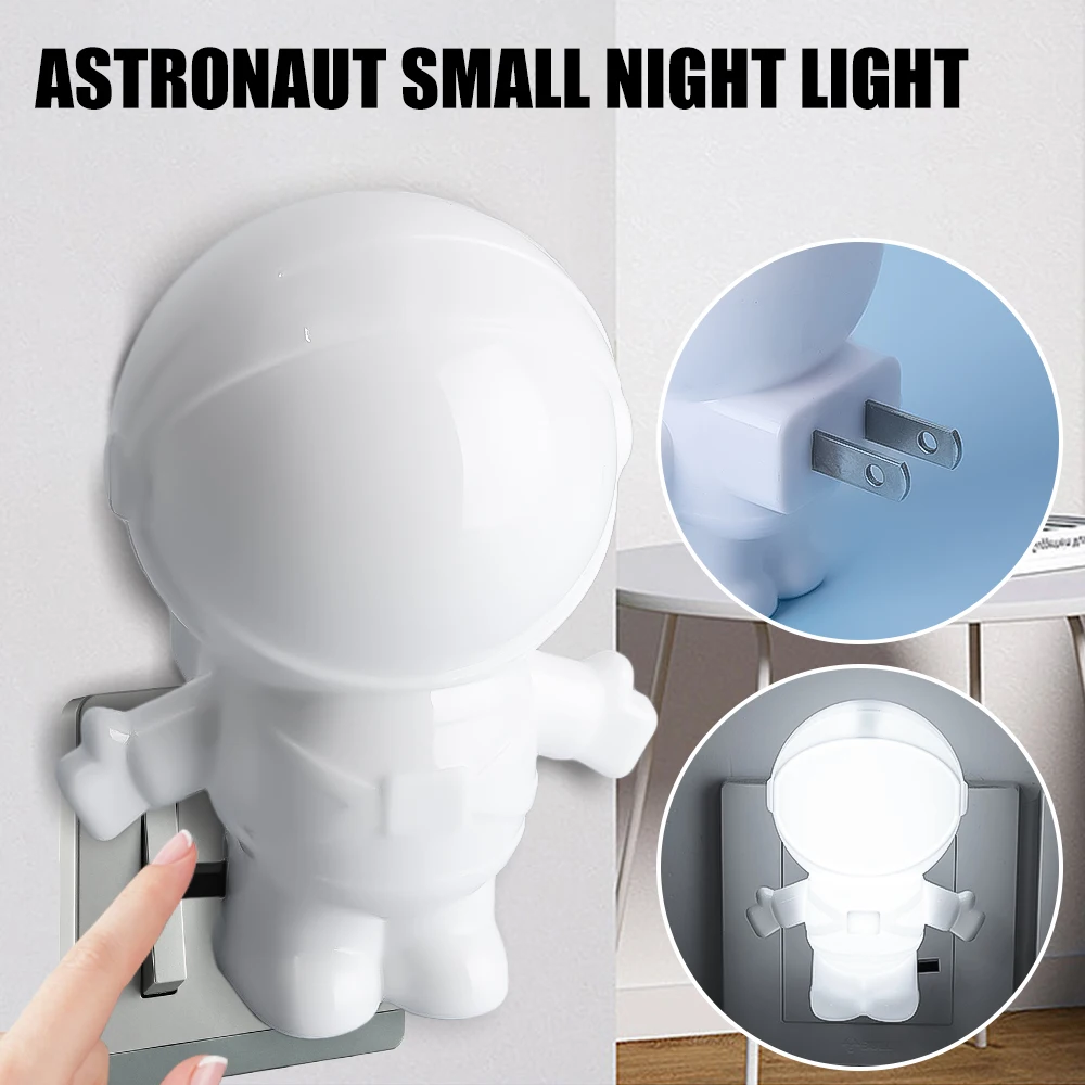 LED Night Light US Plug In Astronaut Shape Night Light 220V Wall Lamp for Home Aisle WC Hallway Stair Kitchen Bedroom Night Lamp