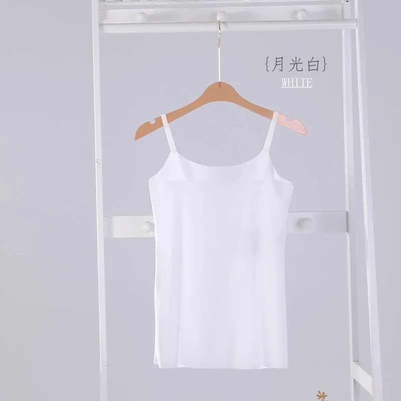 Ice Silk Suspender Women's Trackless Vest Summer Sexy Base Shirt Casual Ladies One Piece Pajamas Tops Cool Sleepwear Underwaist