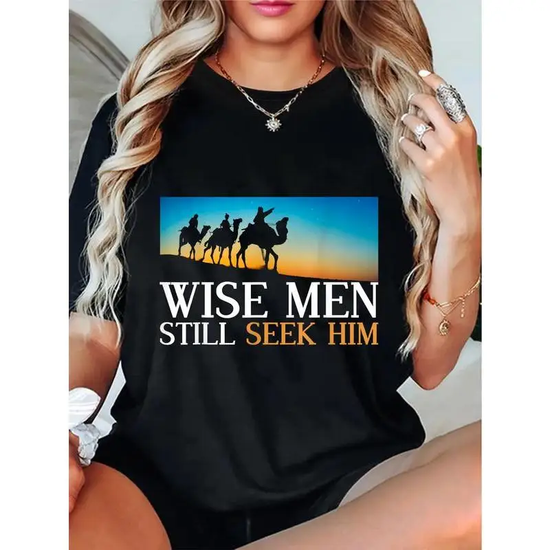 

Футболка Wise Men Still Seek Him из 100% хлопка с молитвенным рисунком Иисуса Христа