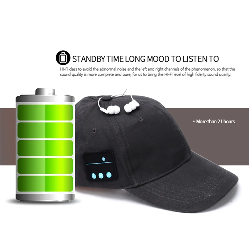 A47F-سماعات لاسلكية بلوتوث سماعة الرياضة قبعة الموسيقى الترفيه حر اليدين دعوة قبعة بيسبول سماعة للجوال #4
